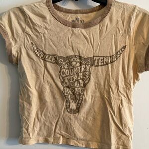 Hollister Tan and Brown Short Sleeve Tees